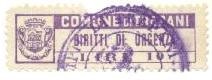 Marca da Bollo del Comune di TRAPANI su Carta Bianca di dimensioni 42,5 x 11,5 mm