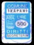 Marca da Bollo del Comune di TRAPANI su Carta Bianca di dimensioni 14 x 21 mm