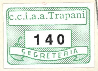 Marca da Bollo del Comune di TRAPANI su Carta Bianca di dimensioni 19 x 14,5 mm