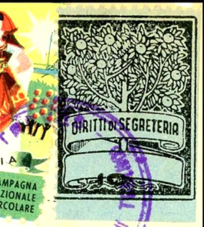 Marca da Bollo del Comune di TRAVES su Carta Colorata di dimensioni 22 x 28 mm