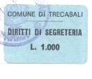 Marca da Bollo del Comune di TRECASALI su Carta Colorata di dimensioni 27 x 13 mm