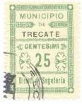 Marca da Bollo del Comune di TRECATE su Carta Bianca Sottile di dimensioni 22 x 31,5 mm