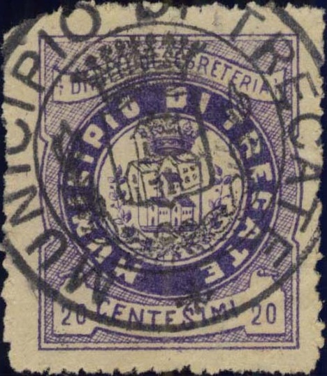 Marca da Bollo del Comune di TRECATE su Carta Bianca di dimensioni 21,5 x 26 mm