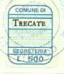 Marca da Bollo del Comune di TRECATE su Carta Bianca di dimensioni 14,5 x 20 mm