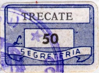 Marca da Bollo del Comune di TRECATE su Carta Bianca di dimensioni 19 x 14,5 mm