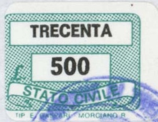 Marca da Bollo del Comune di TRECENTA su Carta Bianca di dimensioni 19 x 14,5 mm