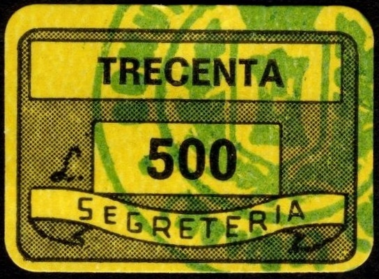 Marca da Bollo del Comune di TRECENTA su Carta Colorata di dimensioni 19 x 14,5 mm