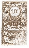 Marca da Bollo del Comune di TREIA su Carta Bianca di dimensioni 25 x 42,5 mm