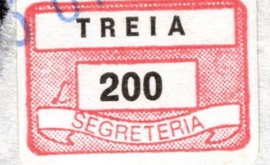 Marca da Bollo del Comune di TREIA su Carta Bianca di dimensioni 19 x 13,5 mm