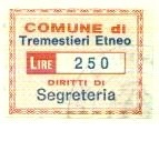 Marca da Bollo del Comune di TREMESTIERI ETNEO su Carta Bianca Sottile di dimensioni 28,5 x 23 mm