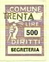 Marca da Bollo del Comune di TRENTA su Carta Bianca di dimensioni 18 x 24,5 mm