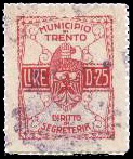 Marca da Bollo del Comune di TRENTO su Carta Bianca Sottile di dimensioni 22 x 28,5 mm