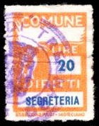 Marca da Bollo del Comune di TRENTO su Carta Bianca di dimensioni 18 x 27 mm