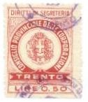Marca da Bollo del Comune di TRENTO su Carta Bianca Sottile di dimensioni 22,5 x 30 mm