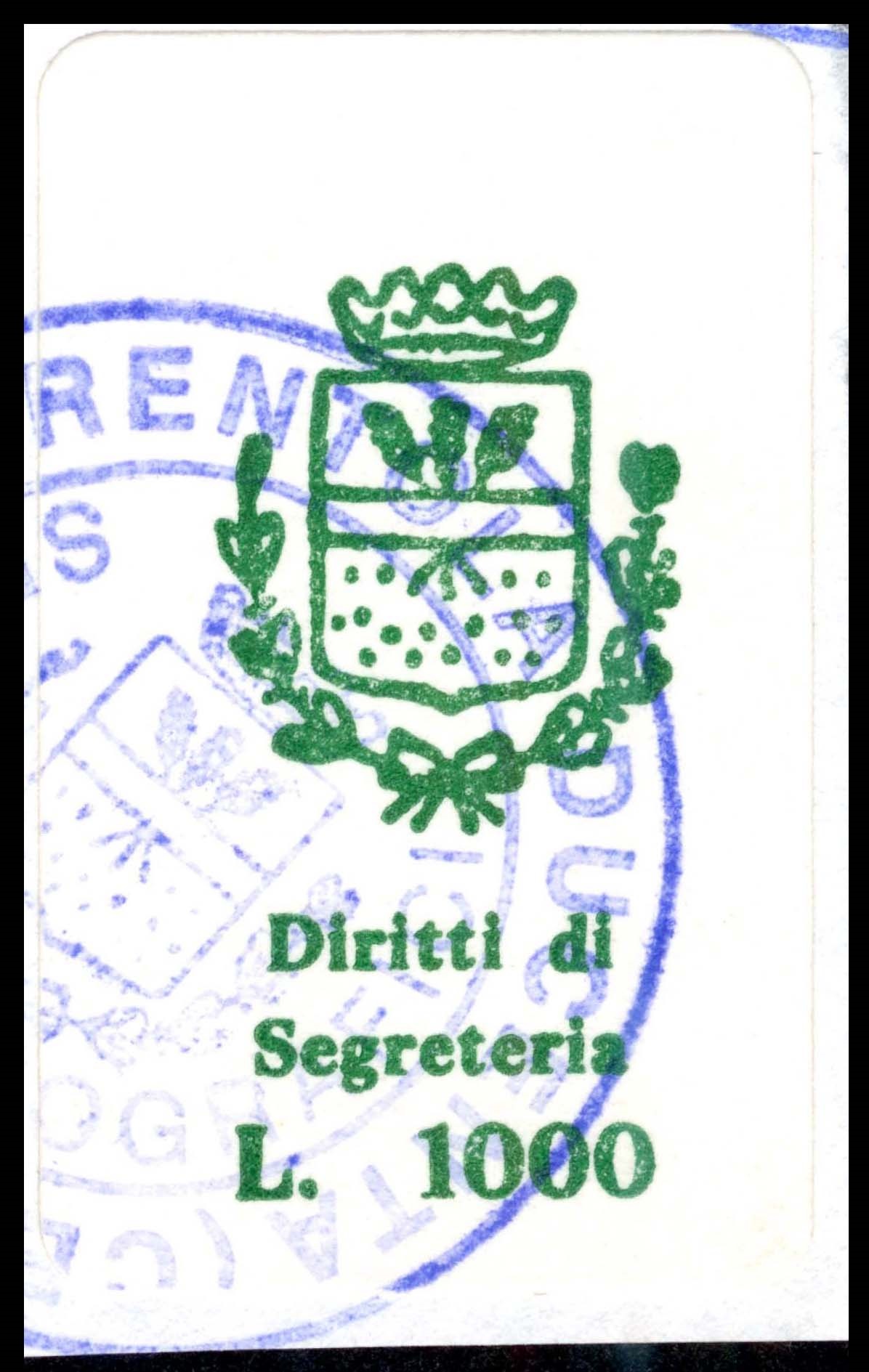 Marca da Bollo del Comune di TRENTOLA DUCENTA su Carta Bianca di dimensioni 20 x 27 mm