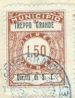 Marca da Bollo del Comune di TREPPO GRANDE su Carta Bianca di dimensioni 22,5 x 29 mm