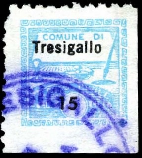 Marca da Bollo del Comune di TRESIGALLO su Carta Bianca di dimensioni 15 x 15 mm
