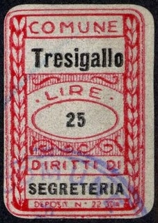 Marca da Bollo del Comune di TRESIGALLO su Carta Bianca di dimensioni 20 x 30 mm