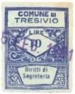 Marca da Bollo del Comune di TRESIVIO su Carta Blu di dimensioni 21,5 x 28 mm