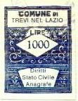 Marca da Bollo del Comune di TREVI NEL LAZIO su Carta Bianca di dimensioni 22 x 29 mm