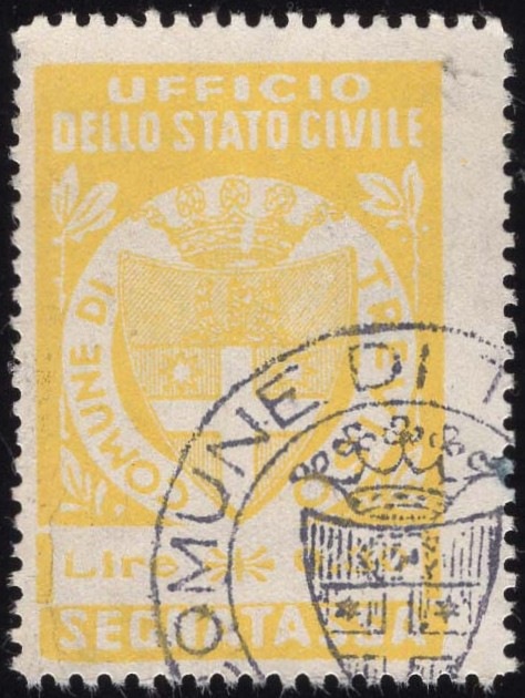 Marca da Bollo del Comune di TREVISO su Carta Bianca Sottile di dimensioni 26 x 37 mm