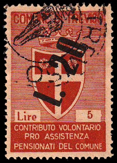 Marca da Bollo del Comune di TREVISO su Carta Bianca di dimensioni 23 x 34 mm