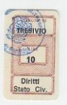 Marca da Bollo del Comune di TREVISO su Carta Bianca di dimensioni 13,5 x 29 mm
