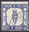 Marca da Bollo del Comune di TREVISO su Carta Bianca di dimensioni 25,5 x 27,5 mm