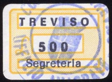 Marca da Bollo del Comune di TREVISO su Carta Bianca di dimensioni 19 x 13 mm
