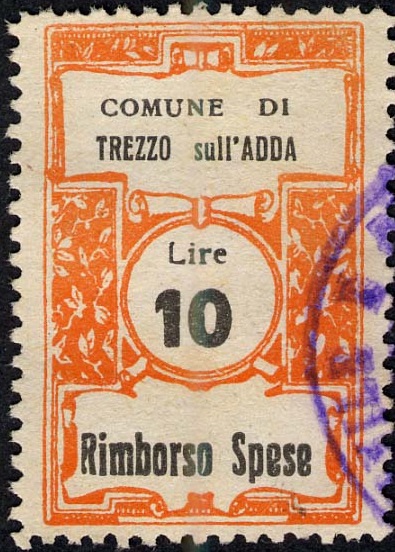 Marca da Bollo del Comune di TREZZO SULL´ADDA su Carta Bianca Sottile di dimensioni 22 x 30 mm