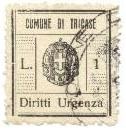 Marca da Bollo del Comune di TRICASE su Carta Bianca Sottile di dimensioni 24,5 x 27 mm