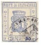 Marca da Bollo del Comune di TRICESIMO su Carta Bianca Sottile di dimensioni 28 x 32,5 mm