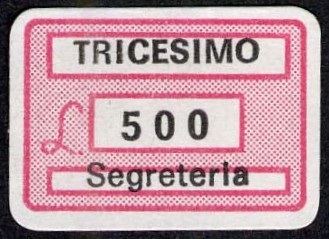 Marca da Bollo del Comune di TRICESIMO su Carta Bianca di dimensioni 19 x 14 mm