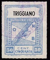 Marca da Bollo del Comune di TRIGGIANO su Carta Bianca di dimensioni 21,5 x 23,5 mm