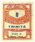 Marca da Bollo del Comune di TRINITA su Carta Bianca Sottile di dimensioni 22,5 x 28 mm
