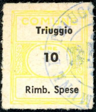 Marca da Bollo del Comune di TRIUGGIO su Carta Bianca di dimensioni 17 x 20 mm