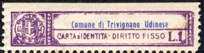 Marca da Bollo del Comune di TRIVIGNANO UDINESE su Carta Bianca di dimensioni mm