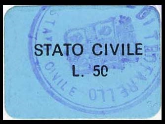 Marca da Bollo del Comune di TROFARELLO su Carta Colorata di dimensioni mm