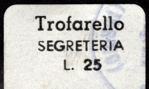 Marca da Bollo del Comune di TROFARELLO su Carta Colorata di dimensioni mm