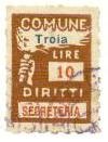 Marca da Bollo del Comune di TROIA su Carta Bianca di dimensioni 18 x 25 mm