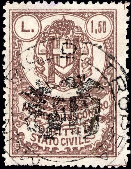 Marca da Bollo del Comune di TROPEA su Carta Bianca Sottile di dimensioni 25,5 x 36 mm