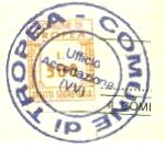 Marca da Bollo del Comune di TROPEA su Carta Bianca di dimensioni 13,5 x 17 mm