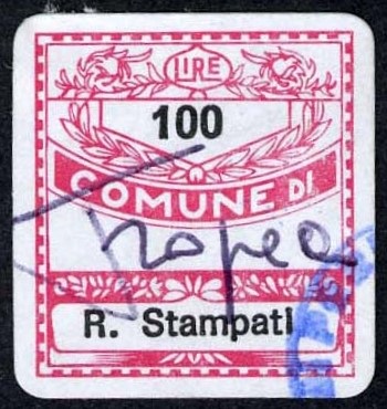 Marca da Bollo del Comune di TROPEA su Carta Bianca di dimensioni mm