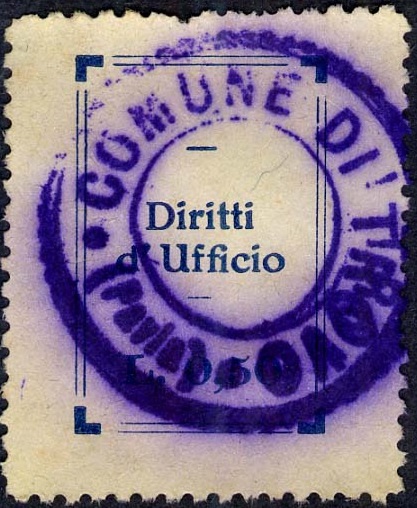 Marca da Bollo del Comune di TROVO su Carta Bianca di dimensioni mm