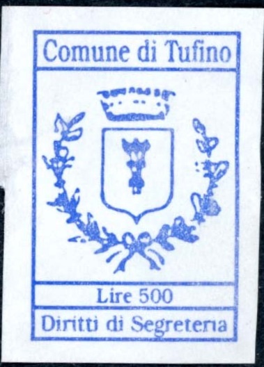 Marca da Bollo del Comune di TUFINO su Carta Bianca di dimensioni 20 x 30 mm