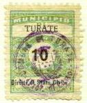 Marca da Bollo del Comune di TURATE su Carta Bianca Sottile di dimensioni 22,5 x 28,5 mm