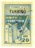 Marca da Bollo del Comune di TURBIGO su Carta Bianca Sottile di dimensioni 21,5 x 32,5 mm