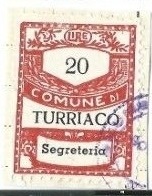Marca da Bollo del Comune di TURRIACO su Carta Bianca di dimensioni 22,5 x 29 mm