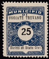 Marca da Bollo del Comune di UGGIATE TREVANO su Carta Bianca di dimensioni 23 x 29 mm