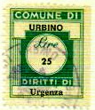 Marca da Bollo del Comune di URBINO su Carta Bianca di dimensioni 20 x 25 mm